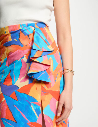 Falda ajustada estampada multicolor mujer