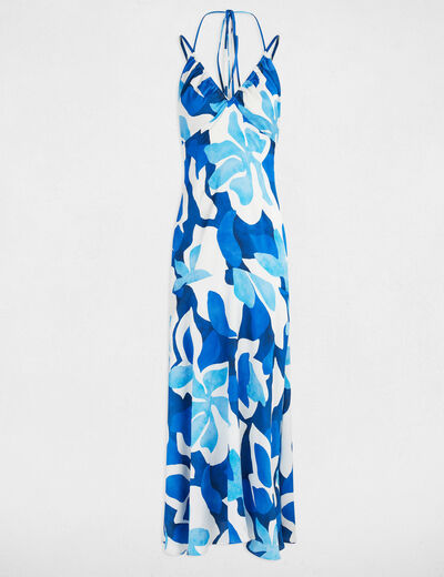 Vestido largo recto estampado multicolor mujer