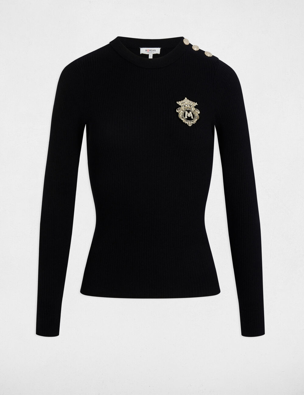 Jersey cuello redondo negro mujer
