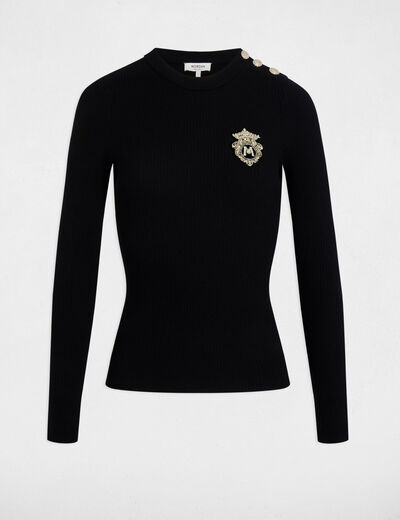 Jersey cuello redondo negro mujer