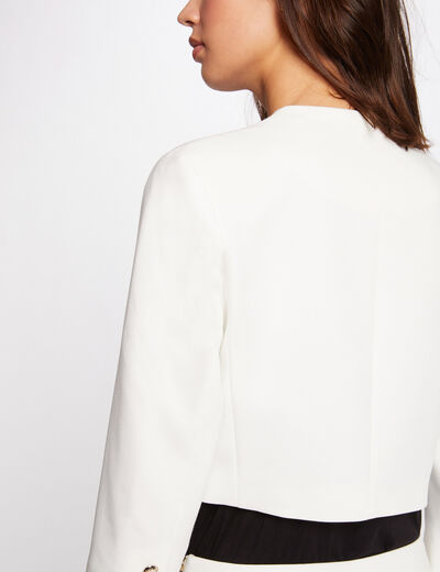 Chaqueta recta con manga 3/4 marfil mujer