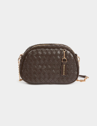 Bolso trenzado marr&oacute;n oscuro mujer