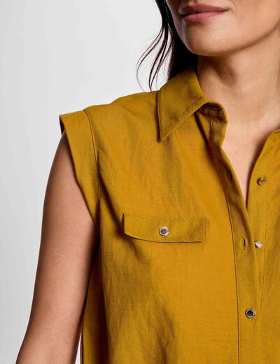 Blusa sin mangas amarillo mostaza mujer