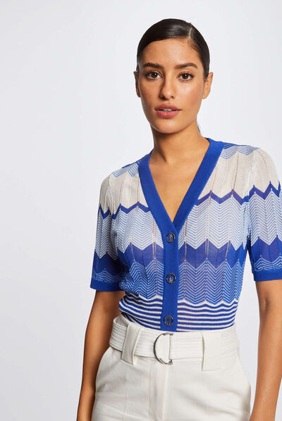 Jersey manga corta estampado chevron  mujer