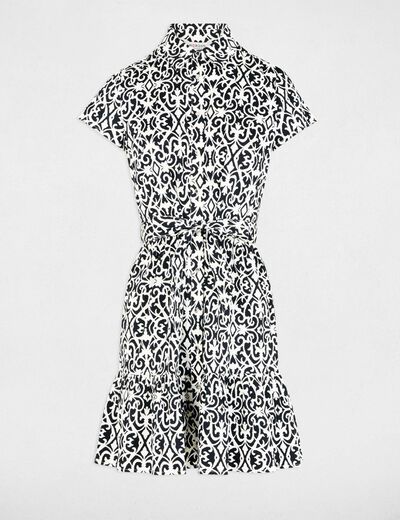 Vestido corto evasé estampado multicolor mujer