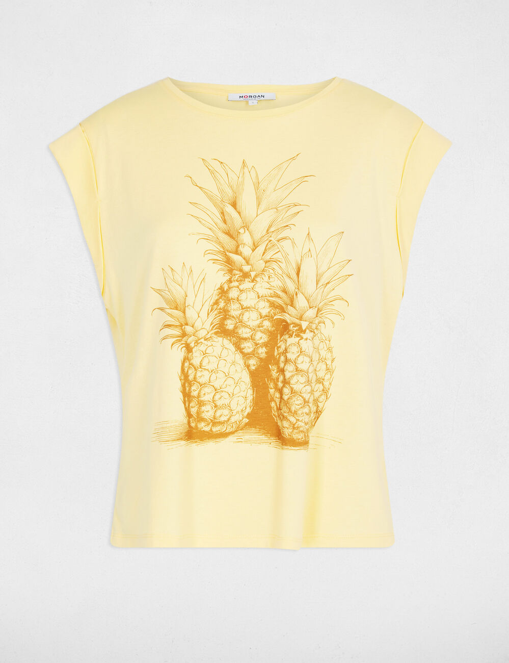 Camiseta sin mangas amarillo claro mujer