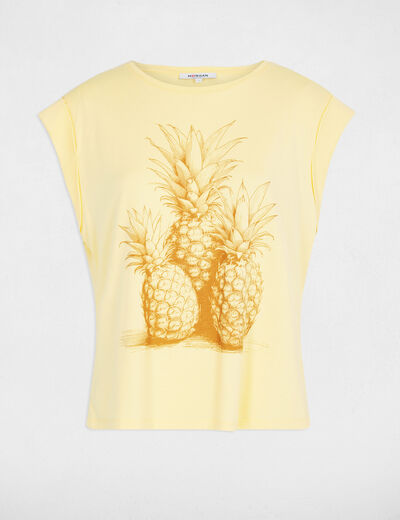 Camiseta sin mangas amarillo claro mujer