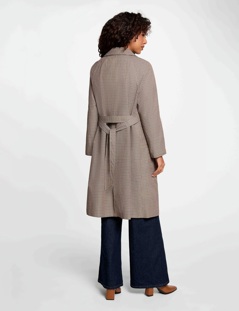 Gabardina con cintur&oacute;n y mangas largas multicolor mujer