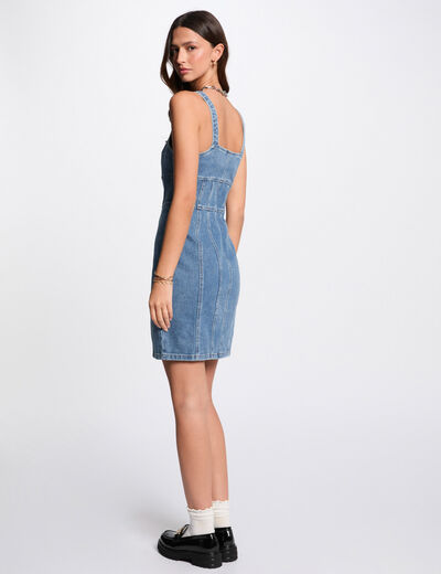 Vestido corto ajustado vaquero denim stone mujer
