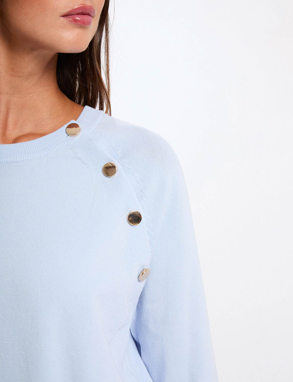 Jersey fino ajustado azul cielo mujer