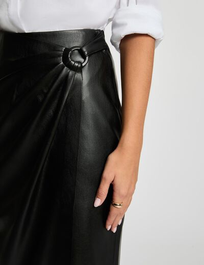 Falda larga cruzada negro mujer