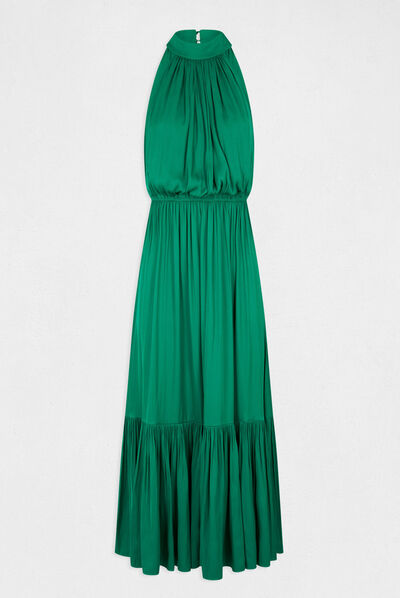 Vestido largo acampanado holgado verde mujer