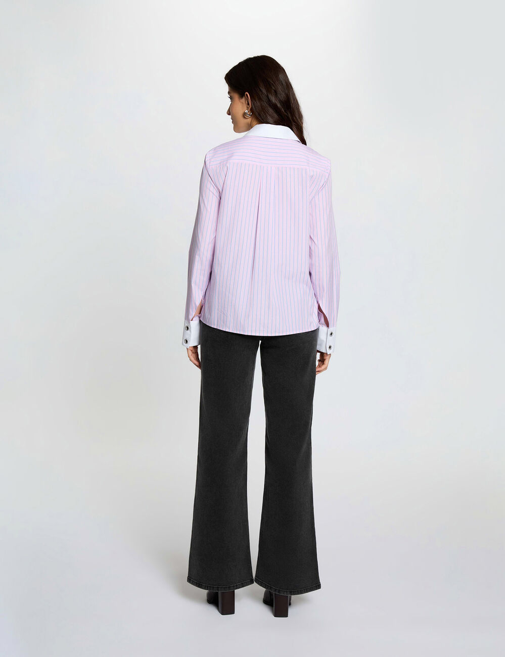 Vaqueros anchos de tiro alto denim negro mujer