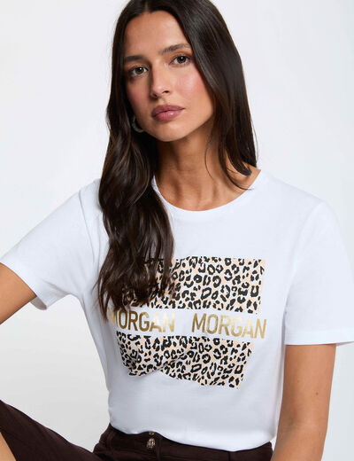 Camiseta cuello redondo blanco mujer