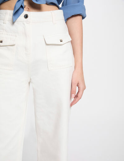 Vaquero pernera ancha blanco mujer