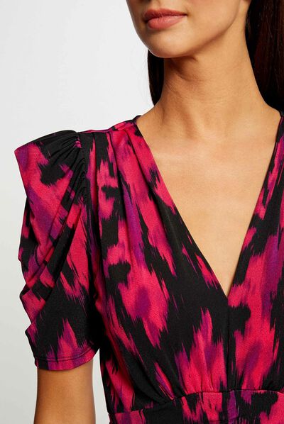 Camiseta manga corta estampado abstracto multicolor mujer