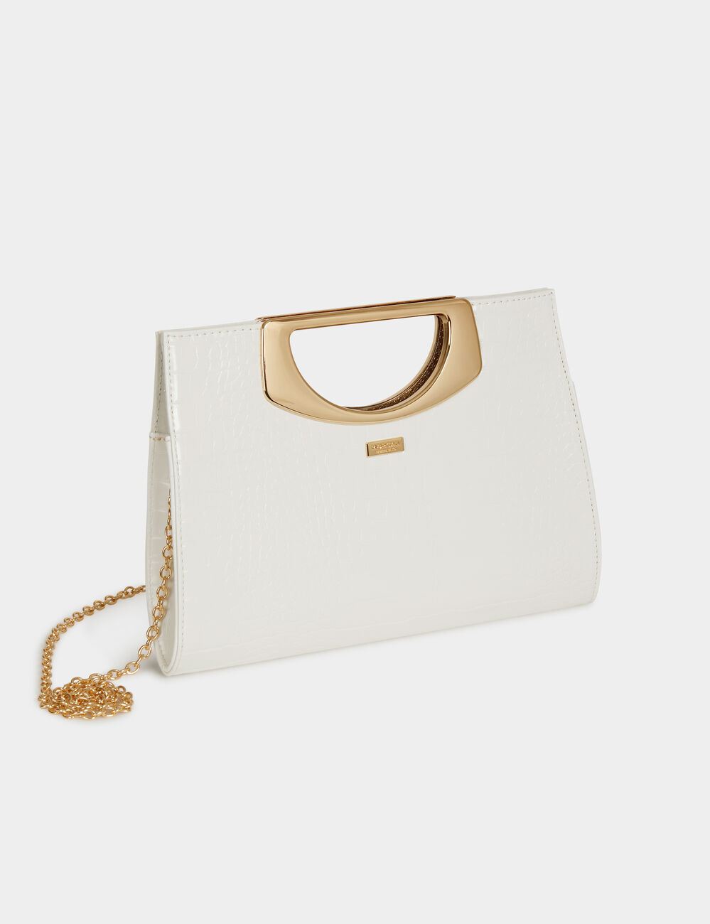 Bolso cartera de mano efecto cocodrilo blanco mujer