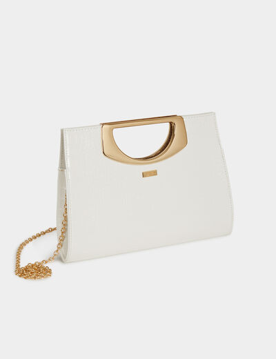 Bolso cartera de mano efecto cocodrilo blanco mujer