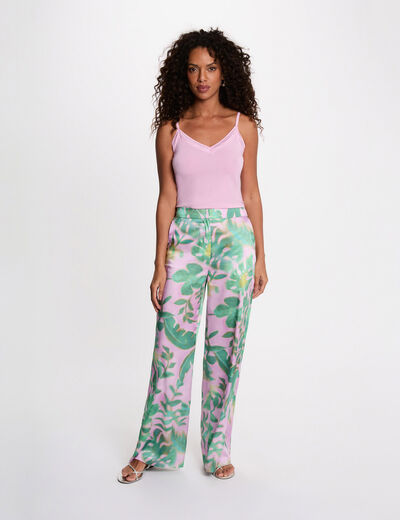 Pantal&oacute;n ancho de tiro alto multicolor mujer