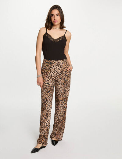 Pantalón pernera ancha multicolor mujer