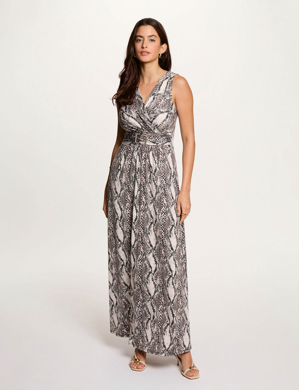 Vestido largo escote multicolor mujer