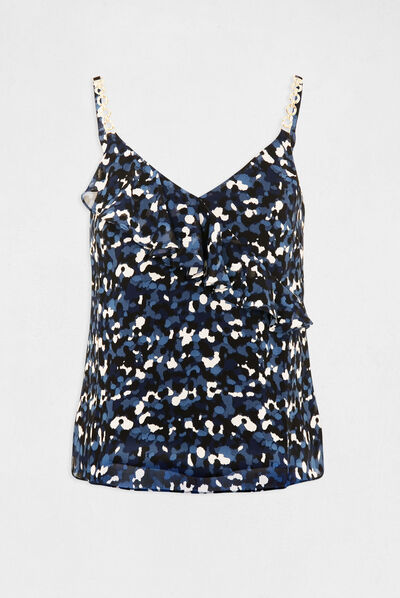 Top con tirantes finos estampado azul mujer