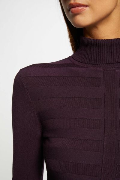 Jersey manga larga cuello de tortuga violeta mujer