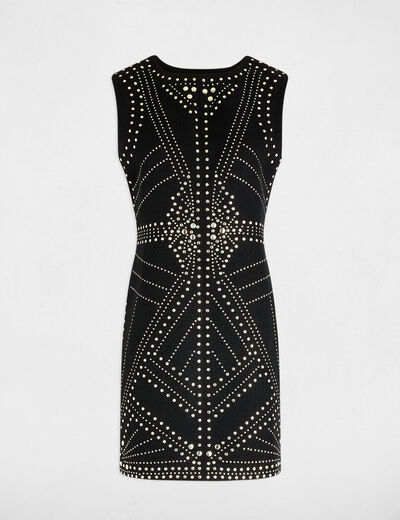 Vestido ajustado tachuelas negro mujer