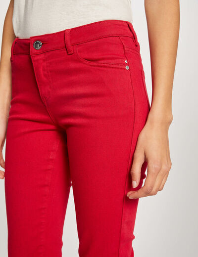 Pantalón skinny talle bajo rojo mujer