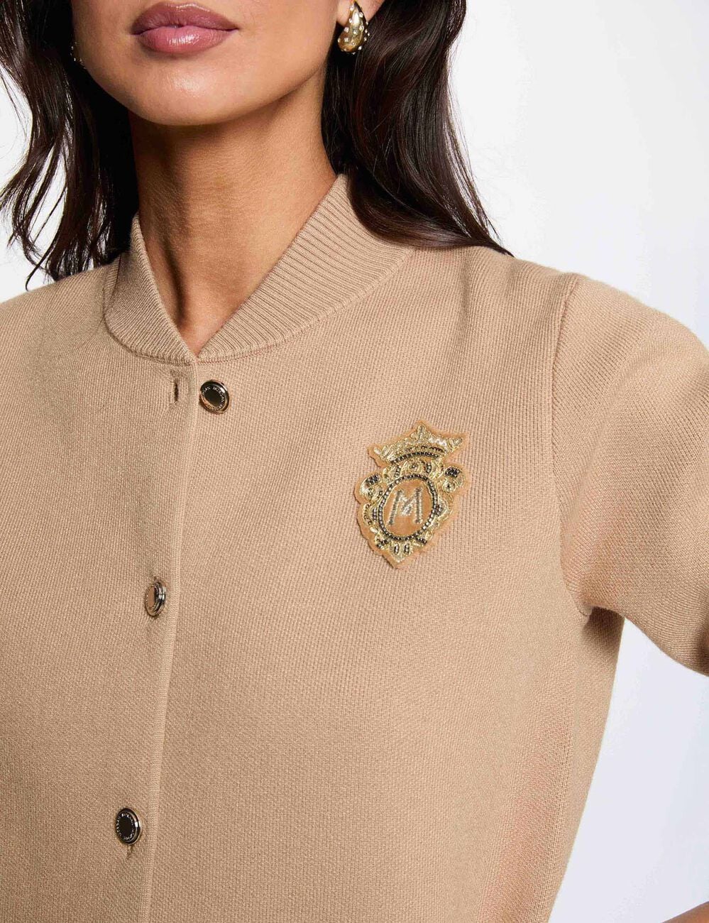 Jersey con cuello teddy c&aacute;mel mujer