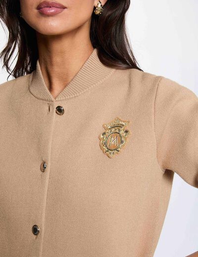 Jersey con cuello teddy c&aacute;mel mujer