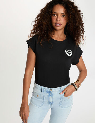 Camiseta de manga corta negro mujer
