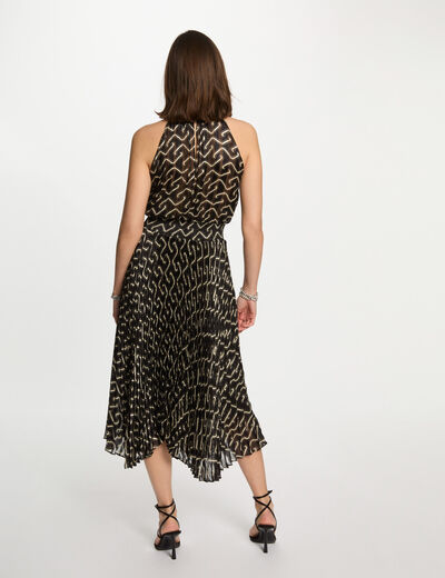 Vestido acampanado estampado multicolor mujer