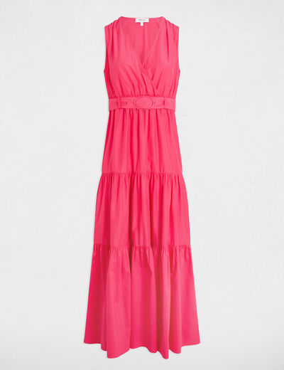 Vestido largo recto rosado fucsia mujer