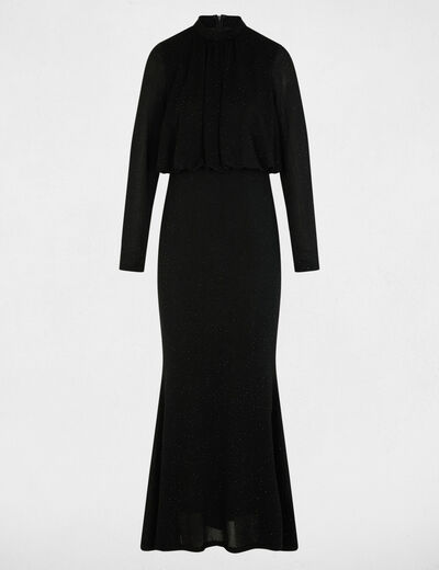 Vestido de punto brillante negro mujer