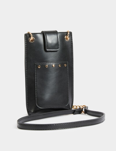 Bolso para teléfono tachuelas negro mujer