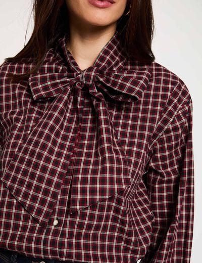 Blusa con cuello lazada multicolor mujer