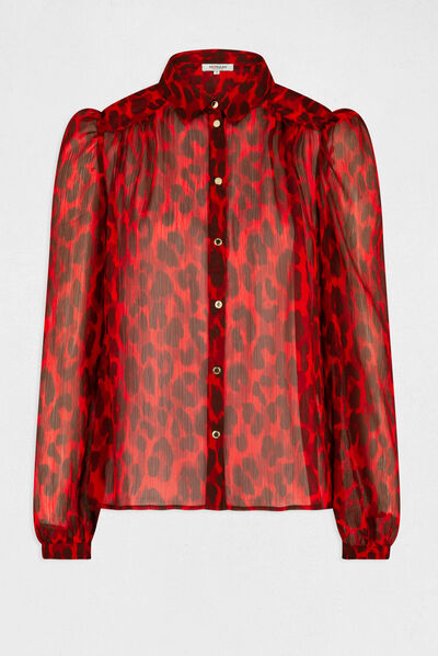 Camisa manga larga estampado leopardo multico mujer
