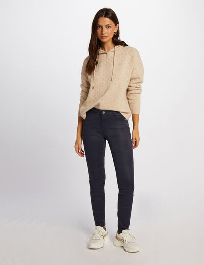 Pantalón skinny efecto mojado marino mujer