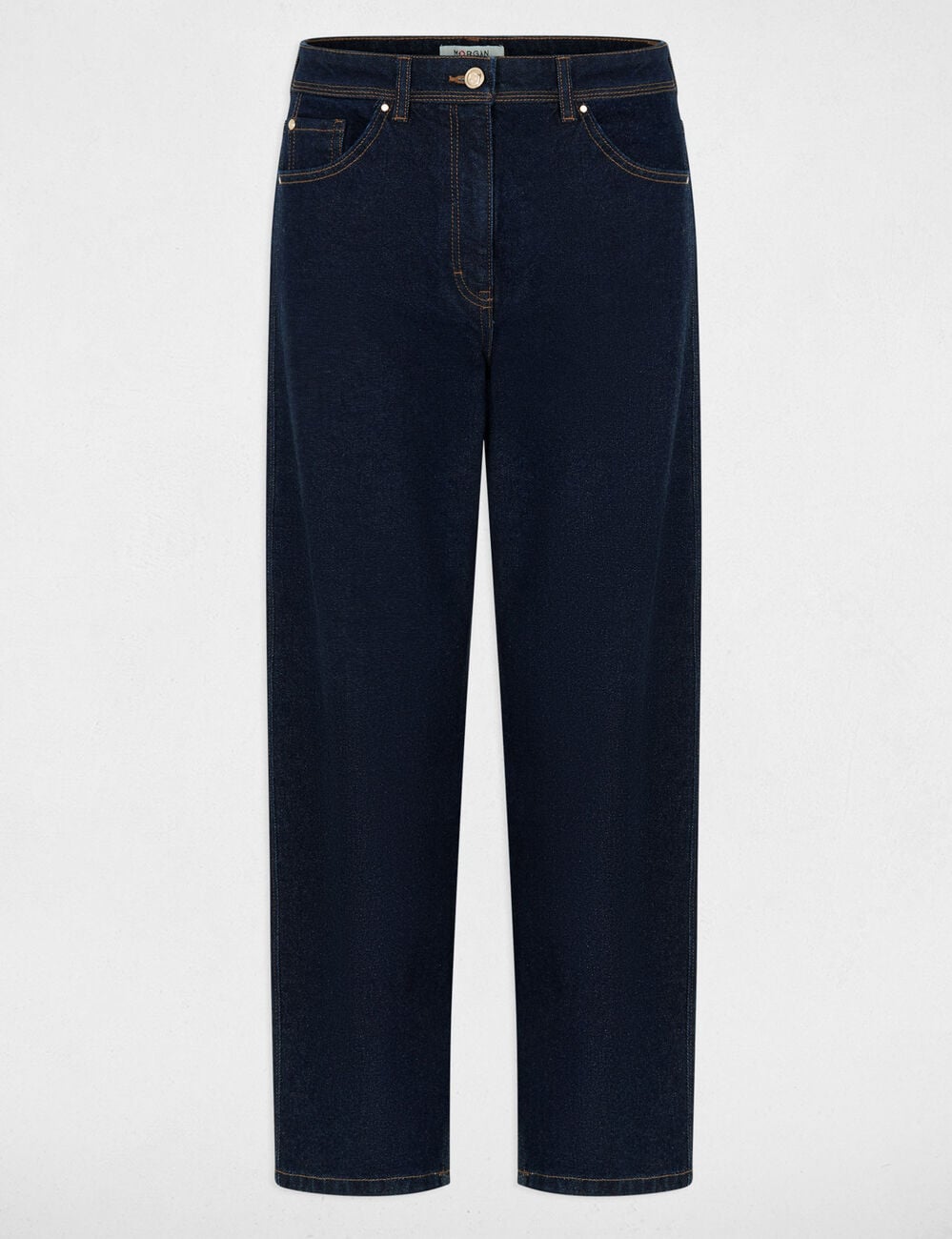 Vaqueros rectos de tiro alto denim crudo mujer