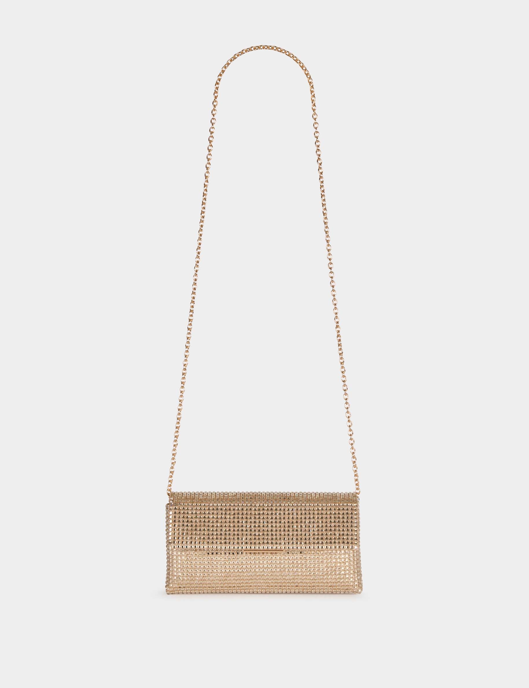 Bolso de mano con strass amarillo oro mujer