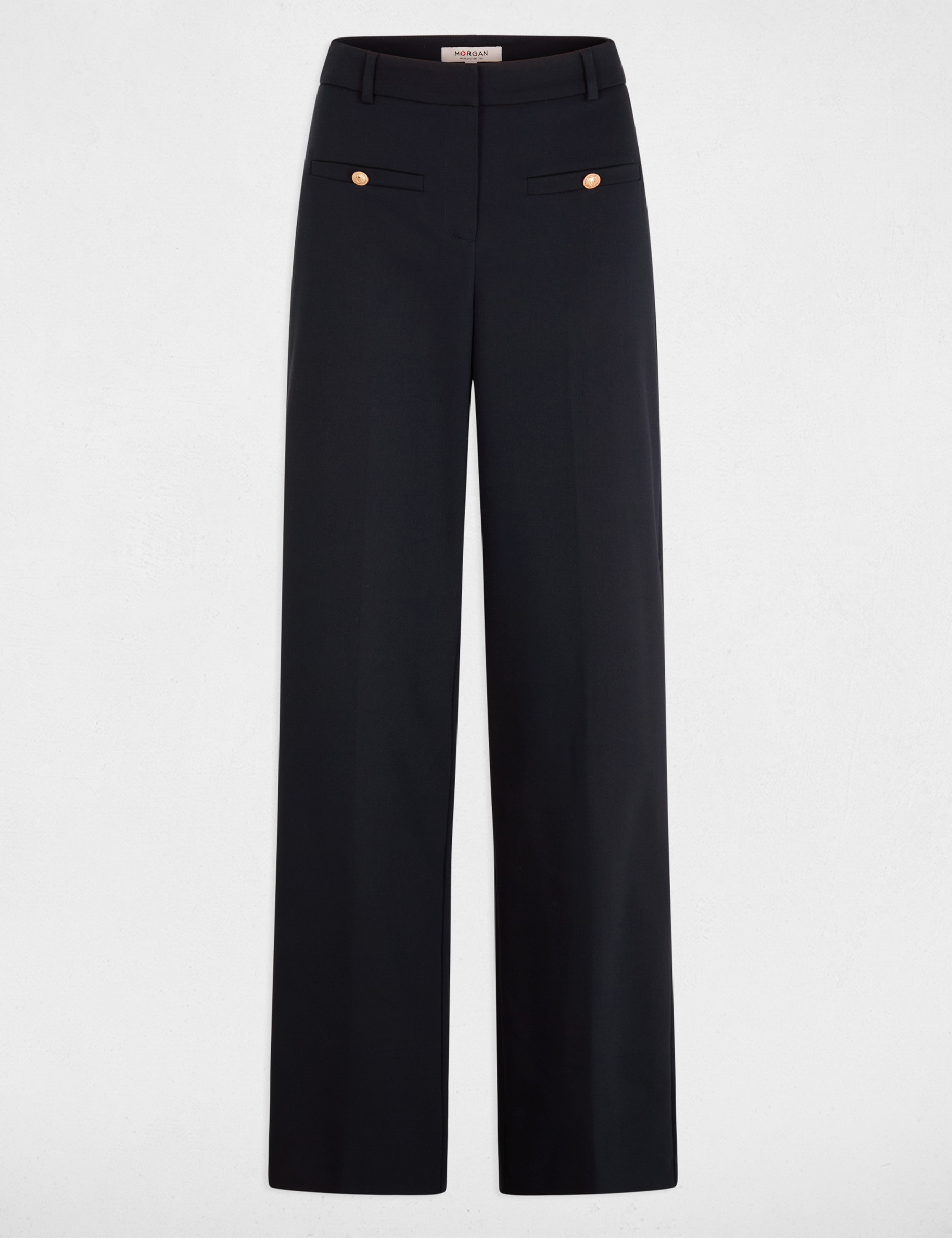 Pantal&oacute;n recto de tiro alto azul marino mujer
