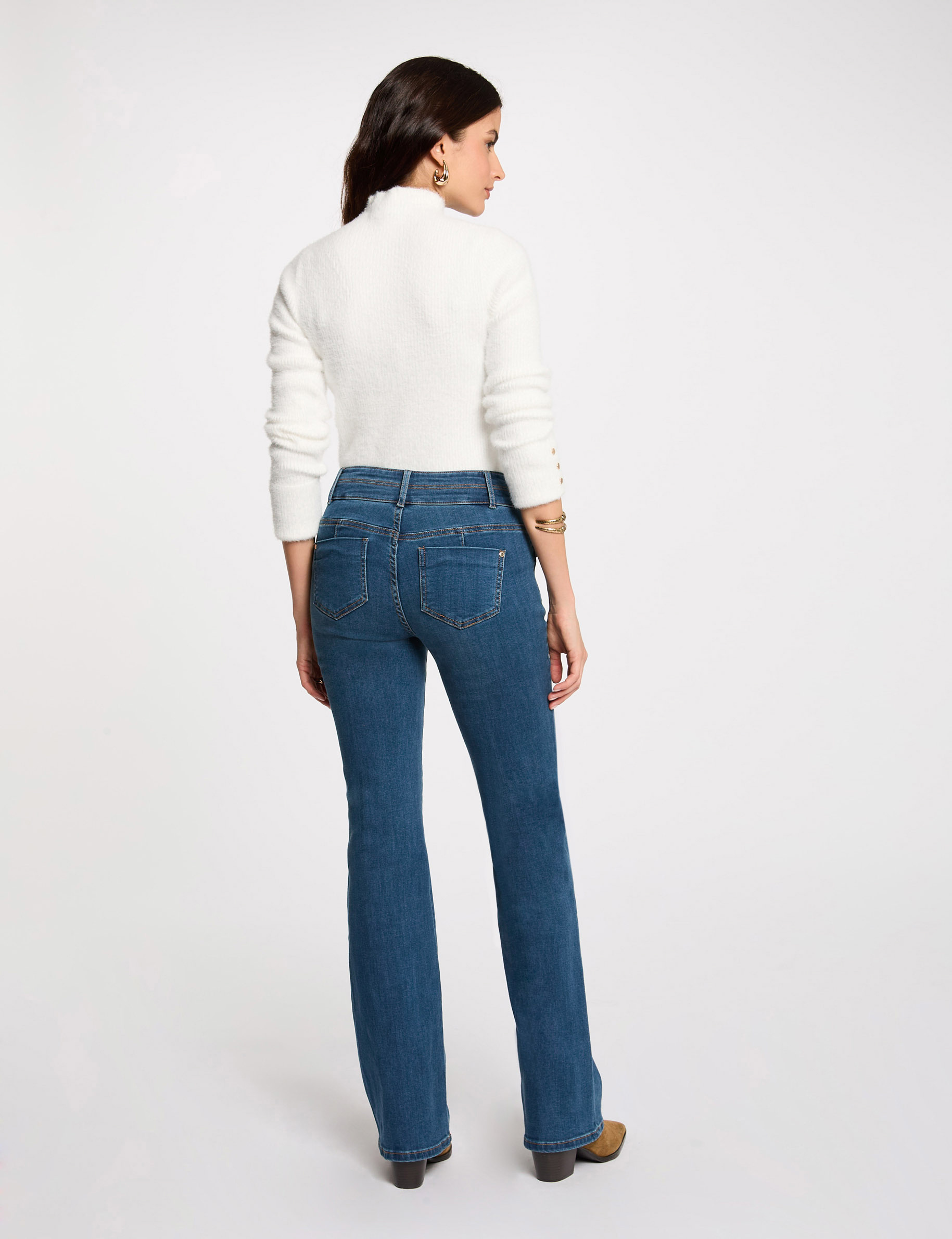 Vaquero boot-cut con bolsillos denim stone mujer