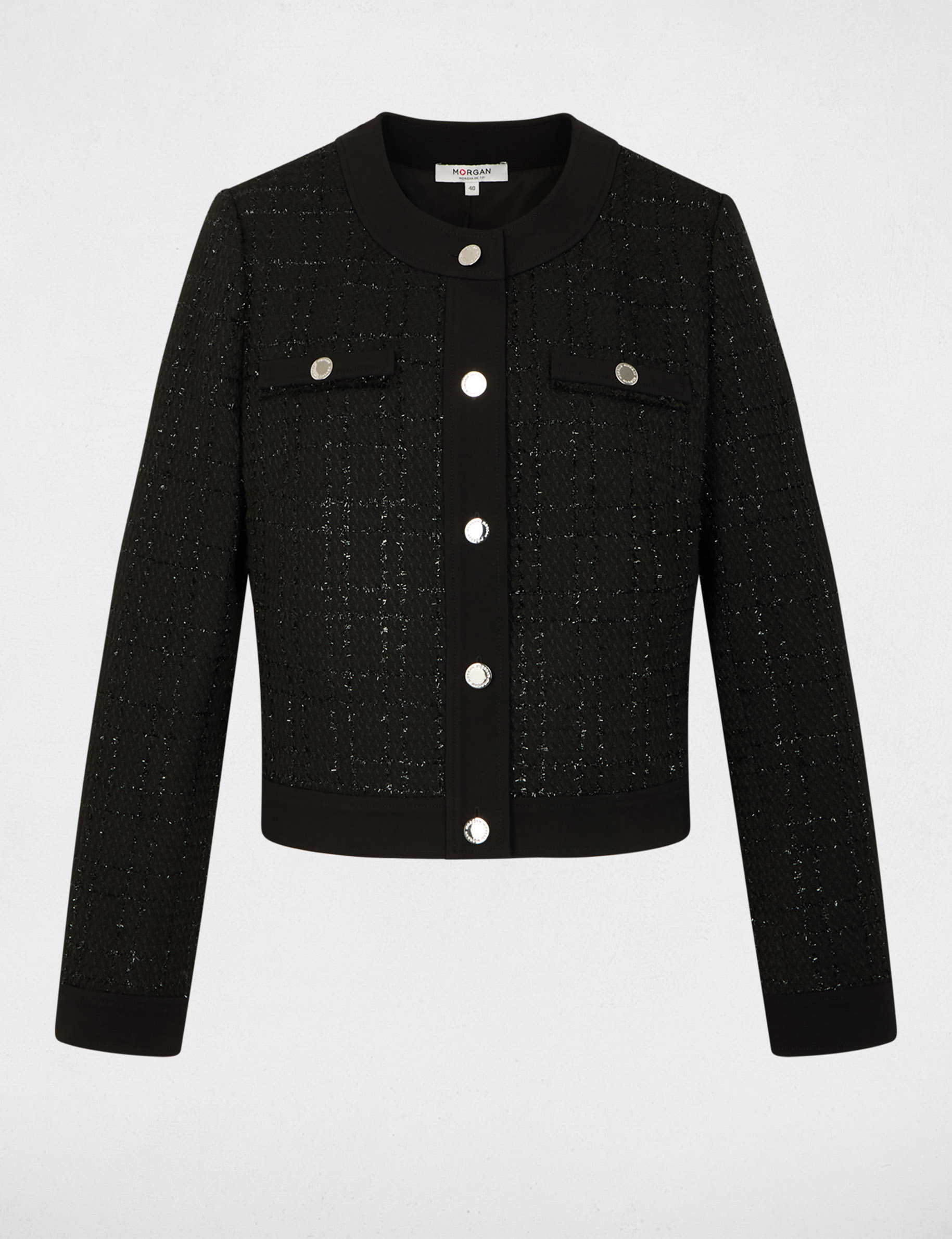 Chaqueta corta entallada negro mujer