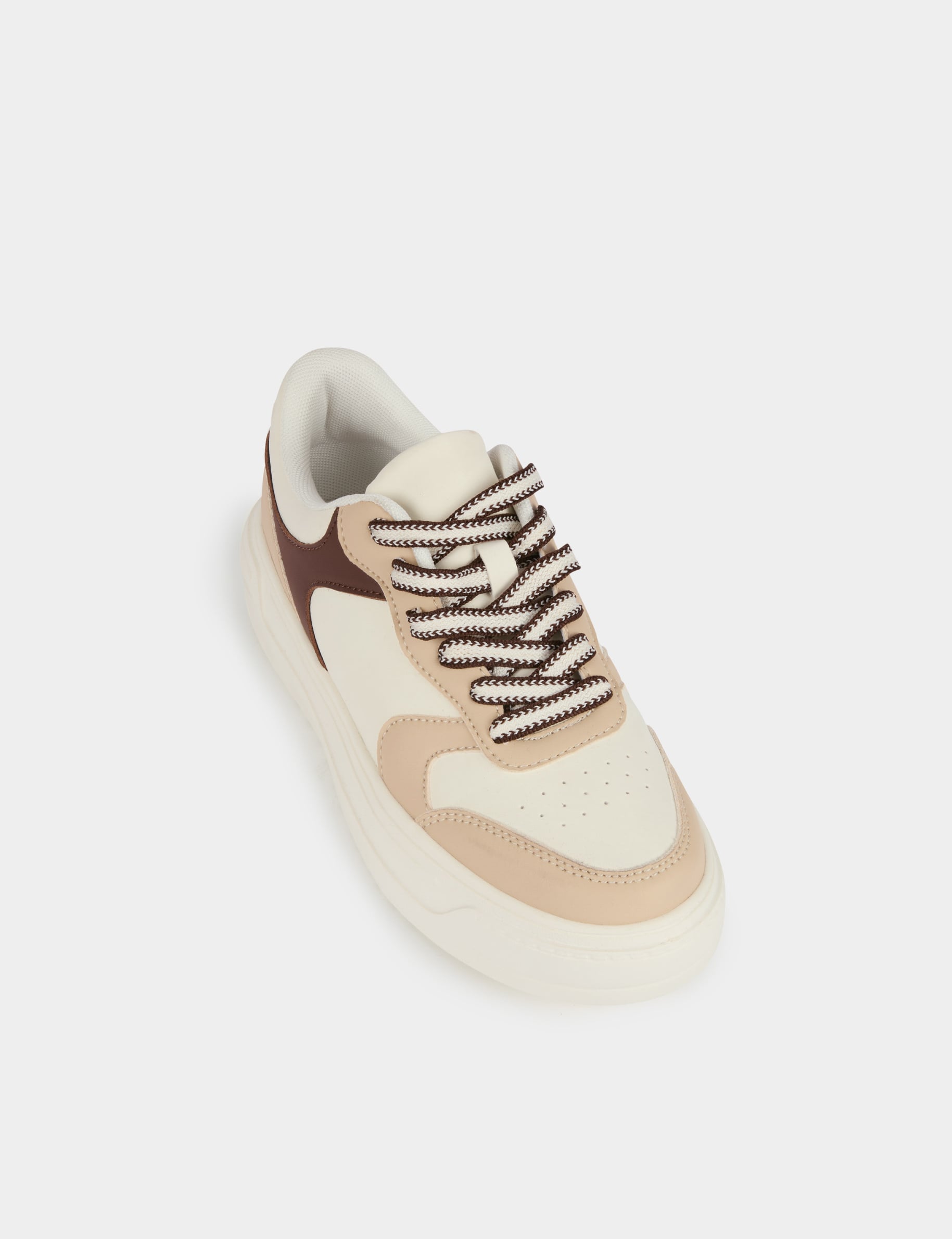 Zapatillas bicolor de piel sint&eacute;tica blanco mujer