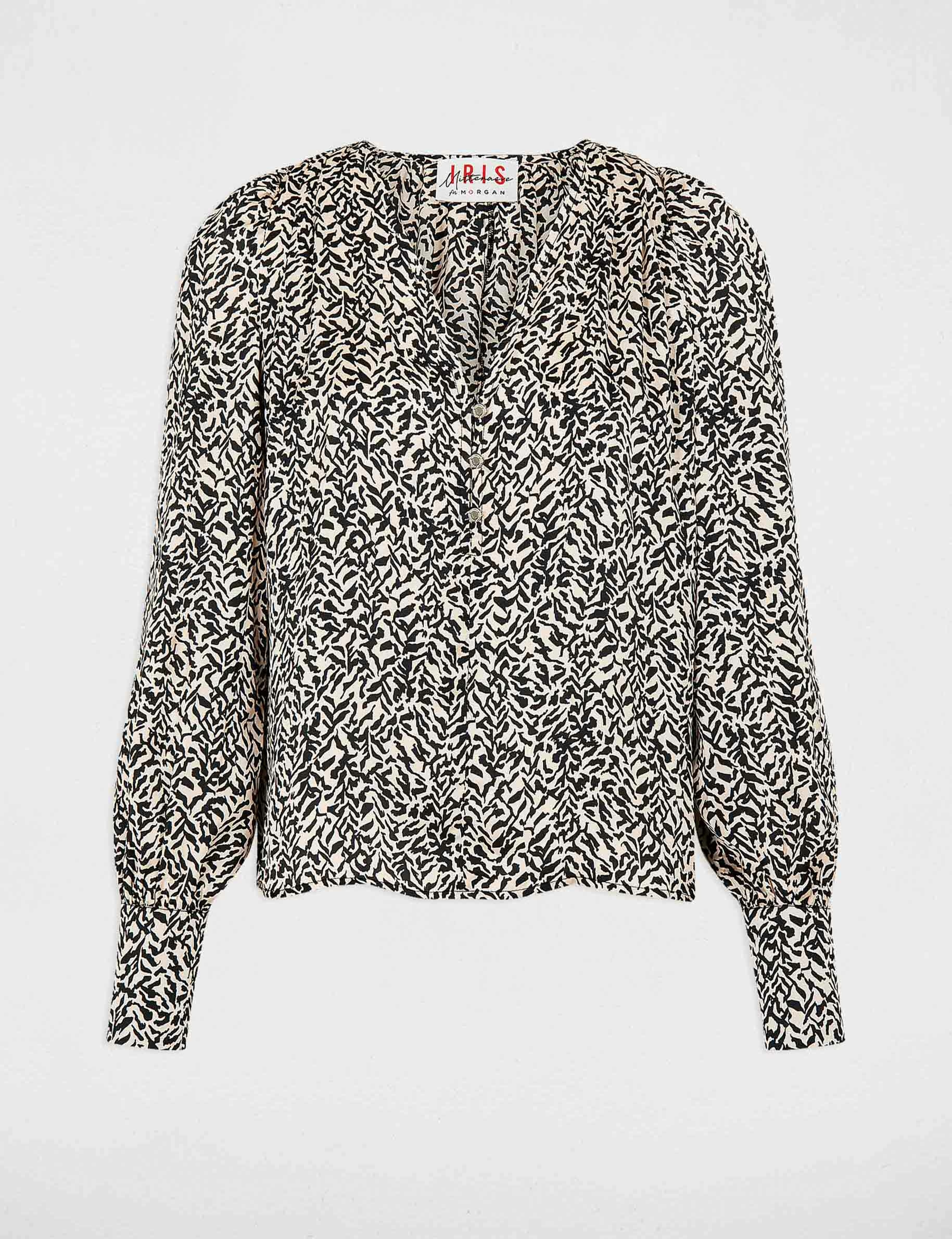 Camisa manga larga estampada multico mujer