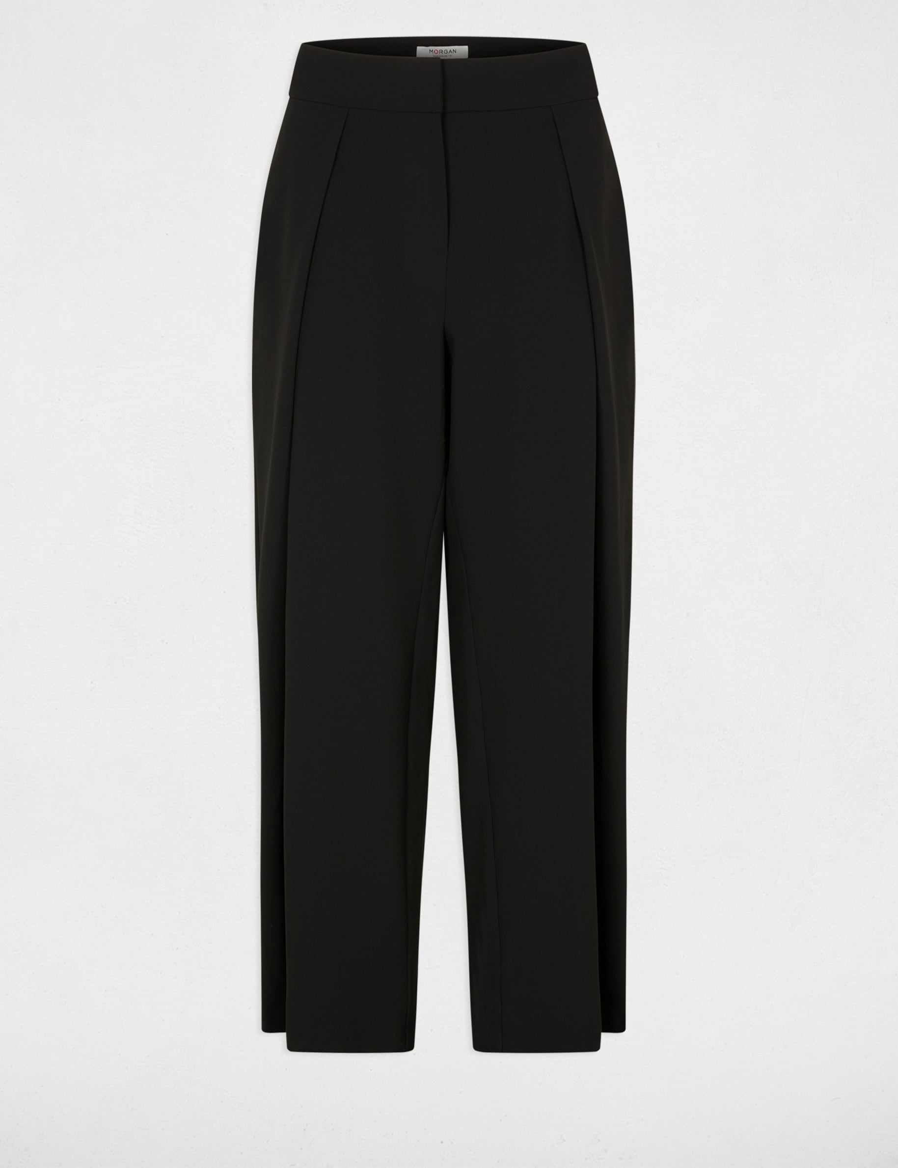 Pantal&oacute;n de talle alto ancho negro mujer