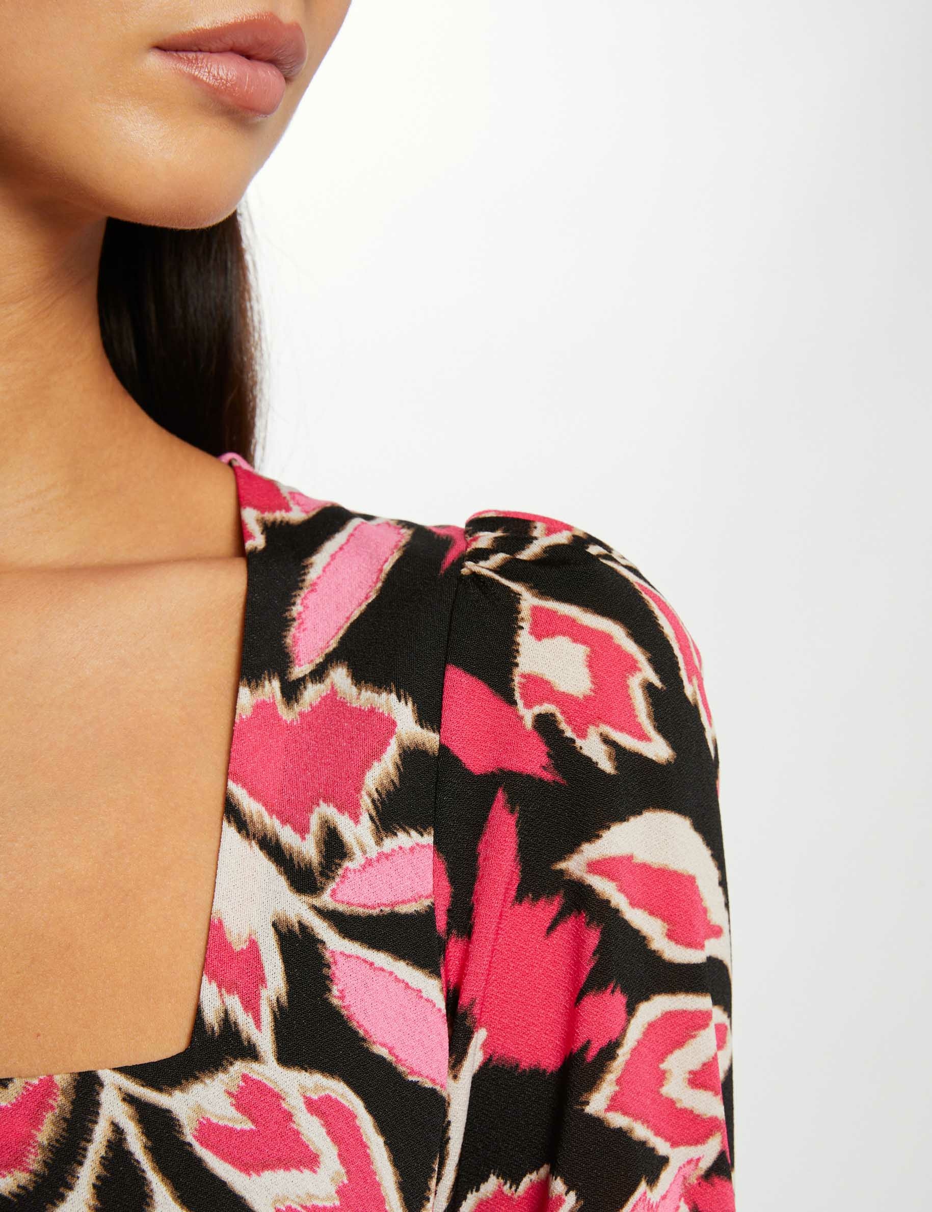 vestido ajustado estampado vegetal multico mujer Vestido ajustado estampado vegetal multico mujer