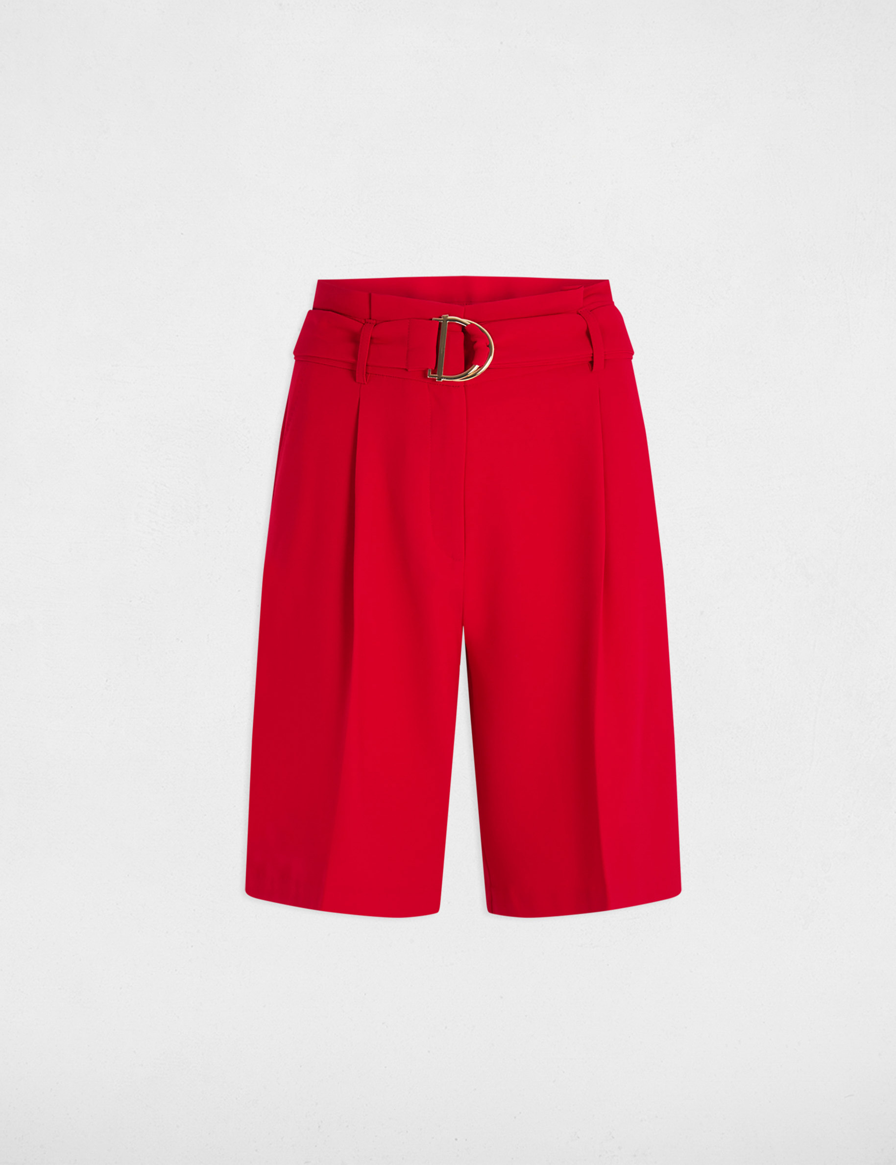 bermudas recta con pinzas rojo mujer Bermudas recta con pinzas rojo mujer