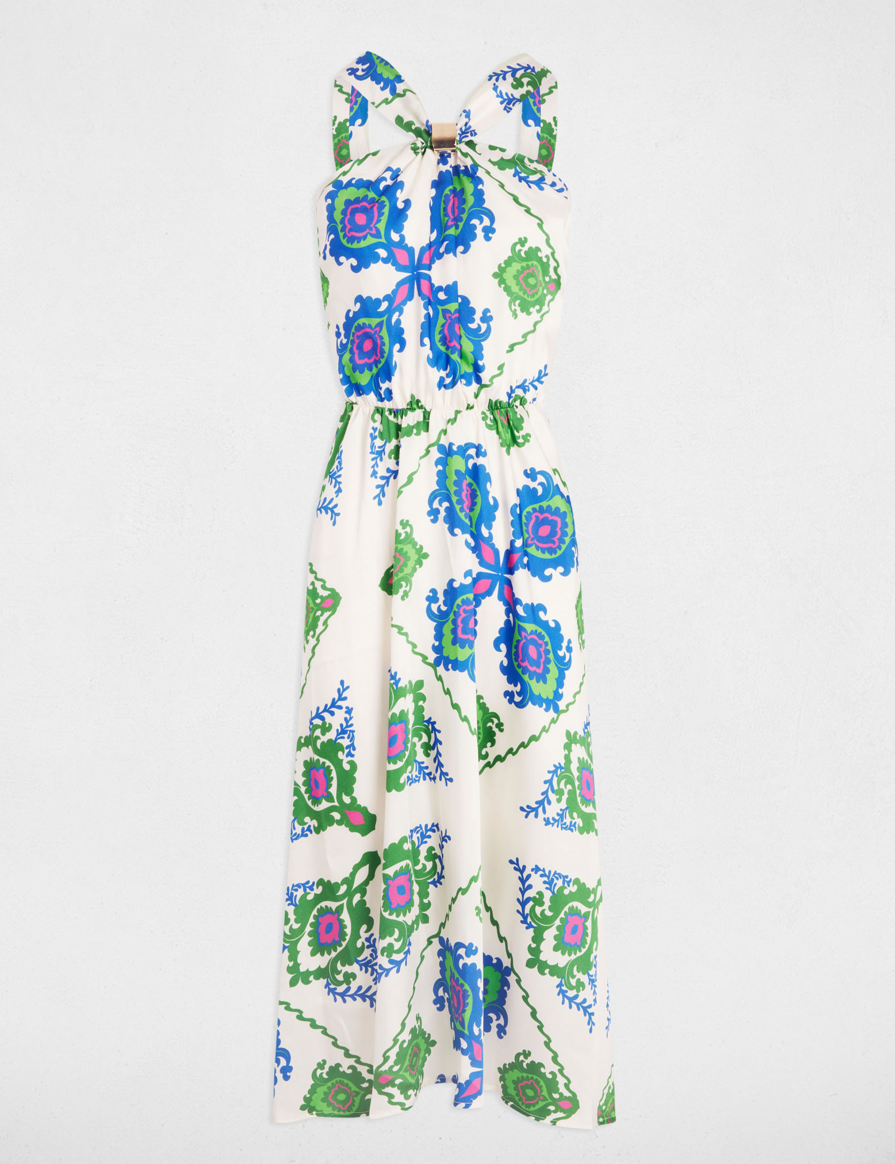 vestido midi evase estampado multicolor mujer Vestido midi evasé estampado multicolor mujer